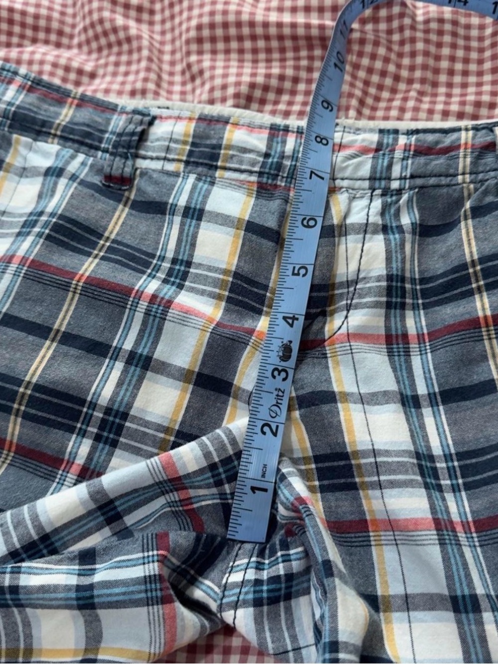 Y2K Roxy Plaid Knee-Length Women's Shorts - Blue & White - Picture 4 of 6